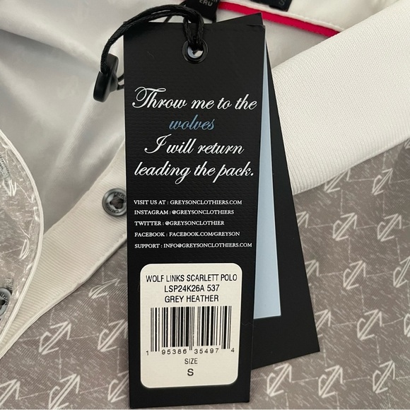 New! GREYSON Grey Short Sleeves Wolf Links Scarlett Polo Shirt 37533 - Picture 7 of 9